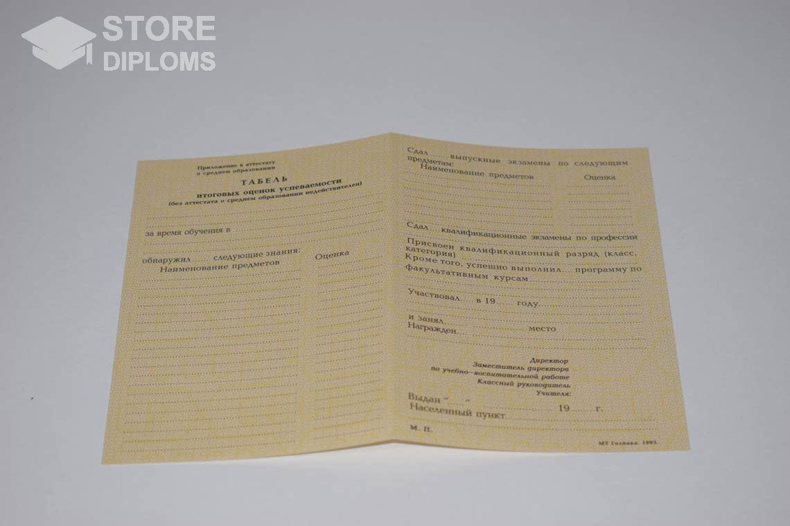Приложение к Аттестату За 10 Класс период выдачи 1990-1993 -  Кисловодск