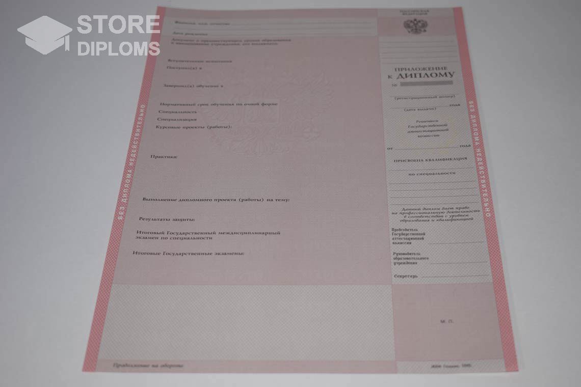 Приложение к Диплому Техникума период c 2003 по 2007 год - Кисловодск